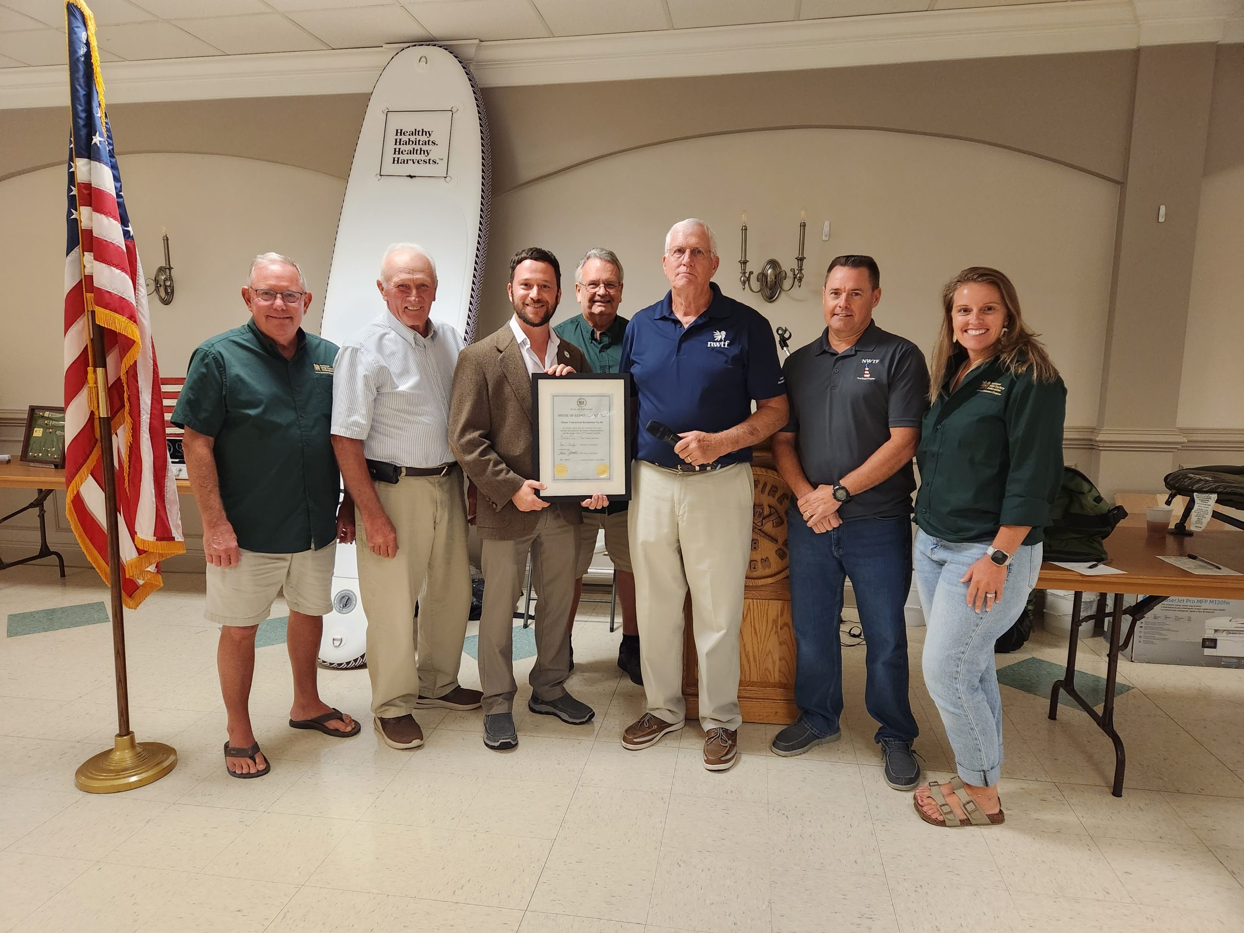 L to R Jay Hauck, State Senator David Wilson, State Representative Jeff Spiegelman, David Potter, Charles Spray, Brian Sherwood, Stacie Street