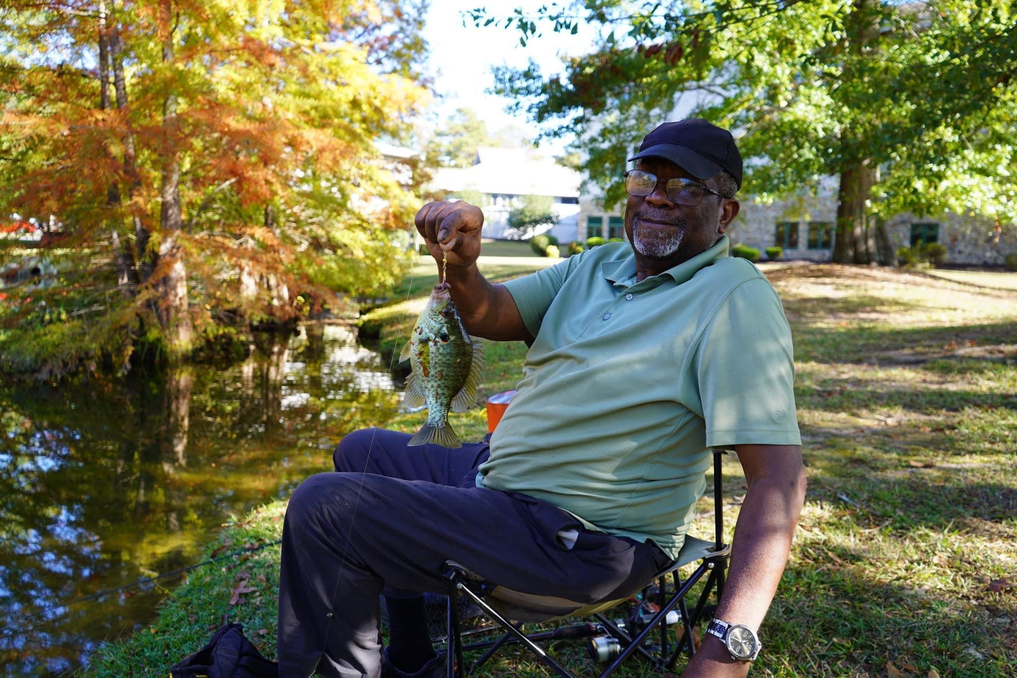 Veteran posed with sunfish.