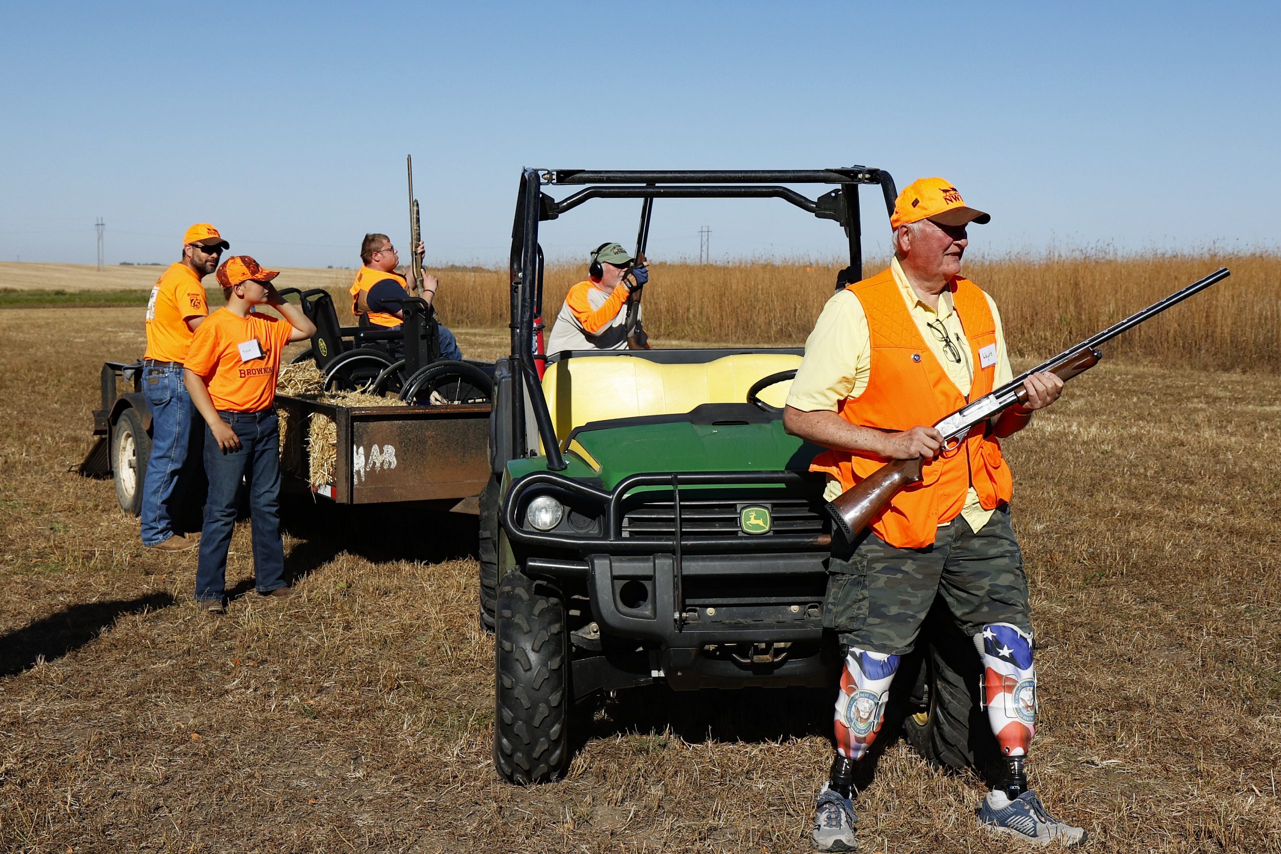 Hunters move toward pheasants for the NWTF Wheelin' Sportsmen' hunt.