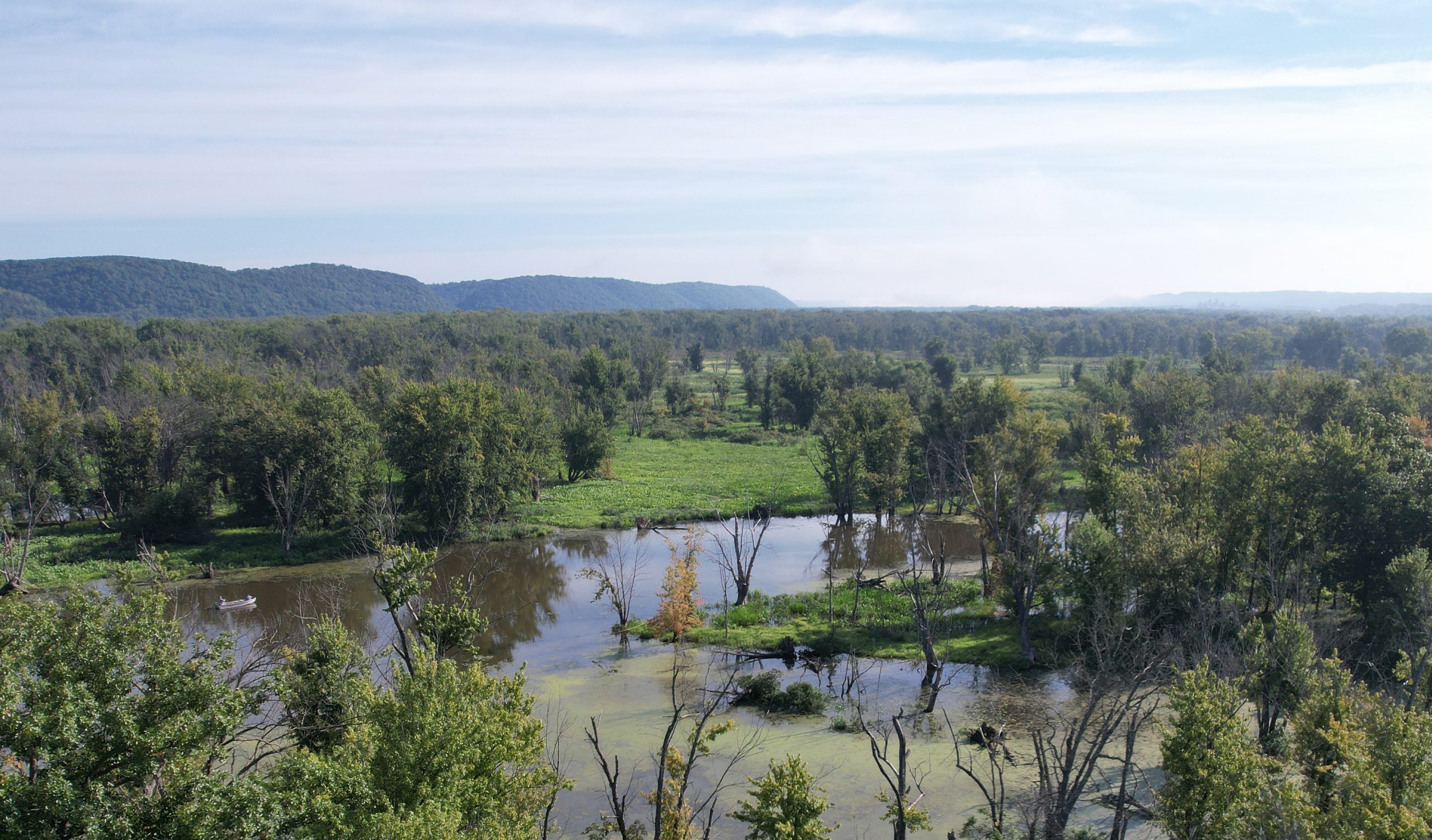 Aerial view of the Woodman Floodplain State Natural Area