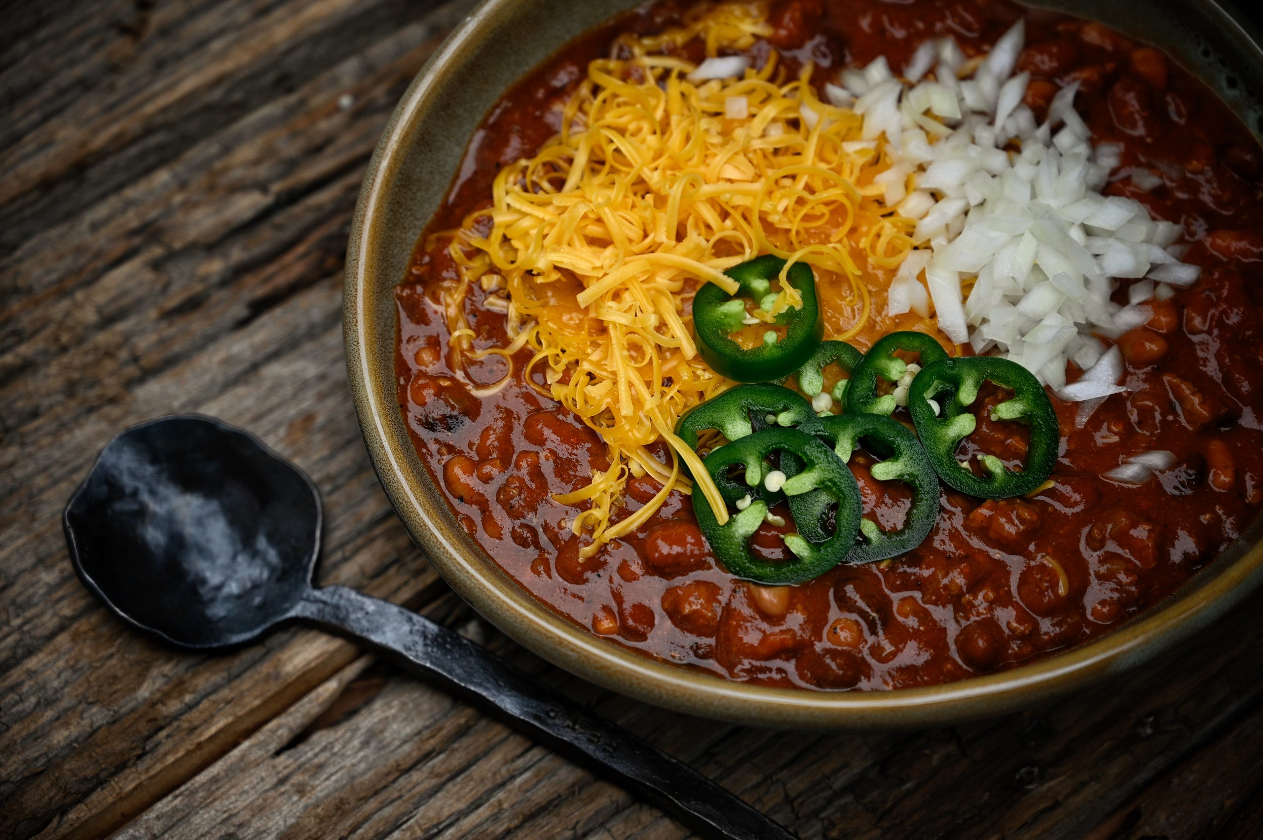 A bowl of wild turkey chili.